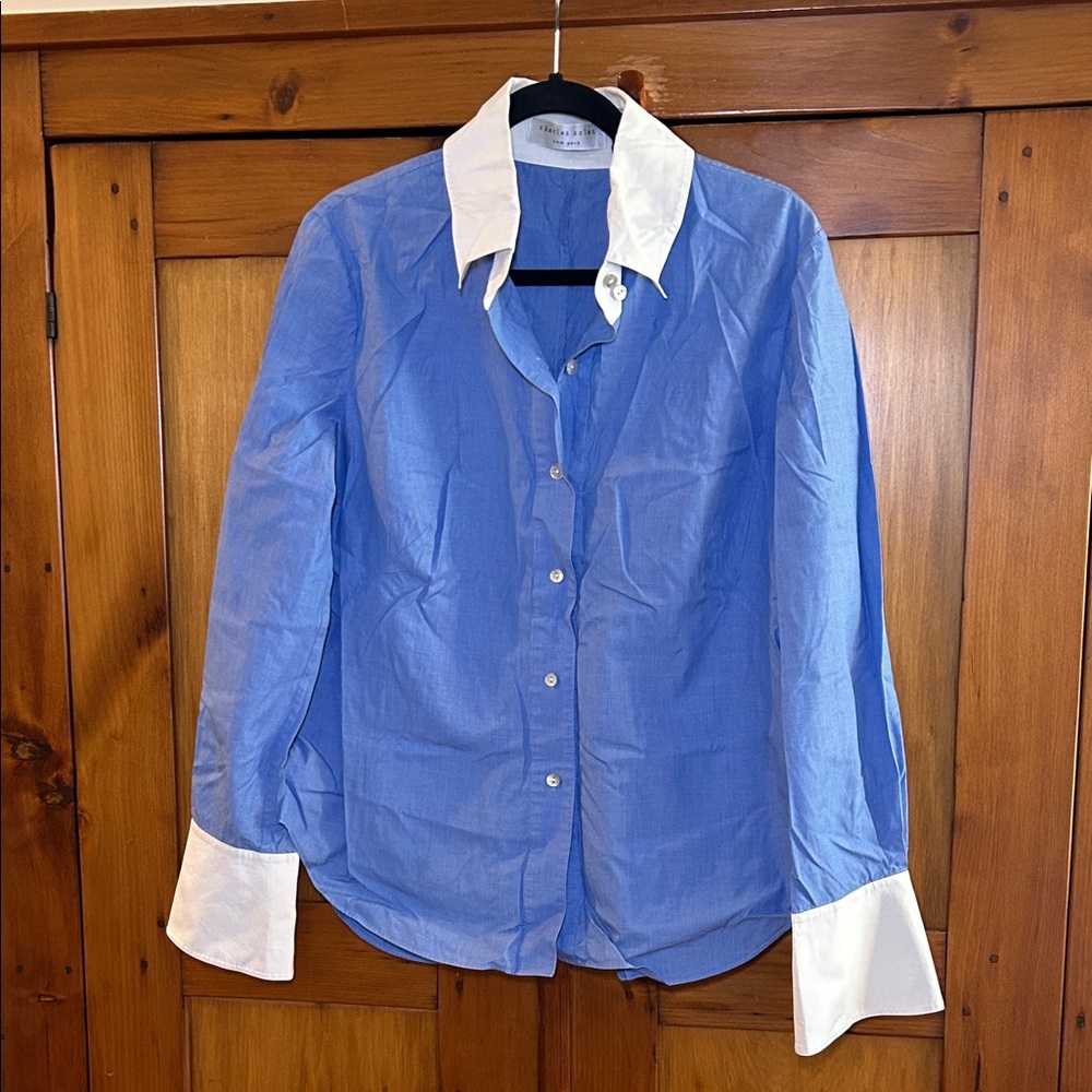Chic Blue Shirt with White Accents
